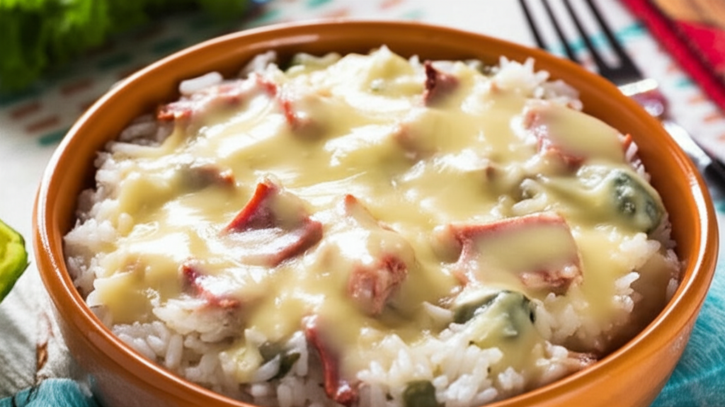 Arroz Cremoso com Carne Assada, Presunto e Queijo: Uma Explosão de Sabores!