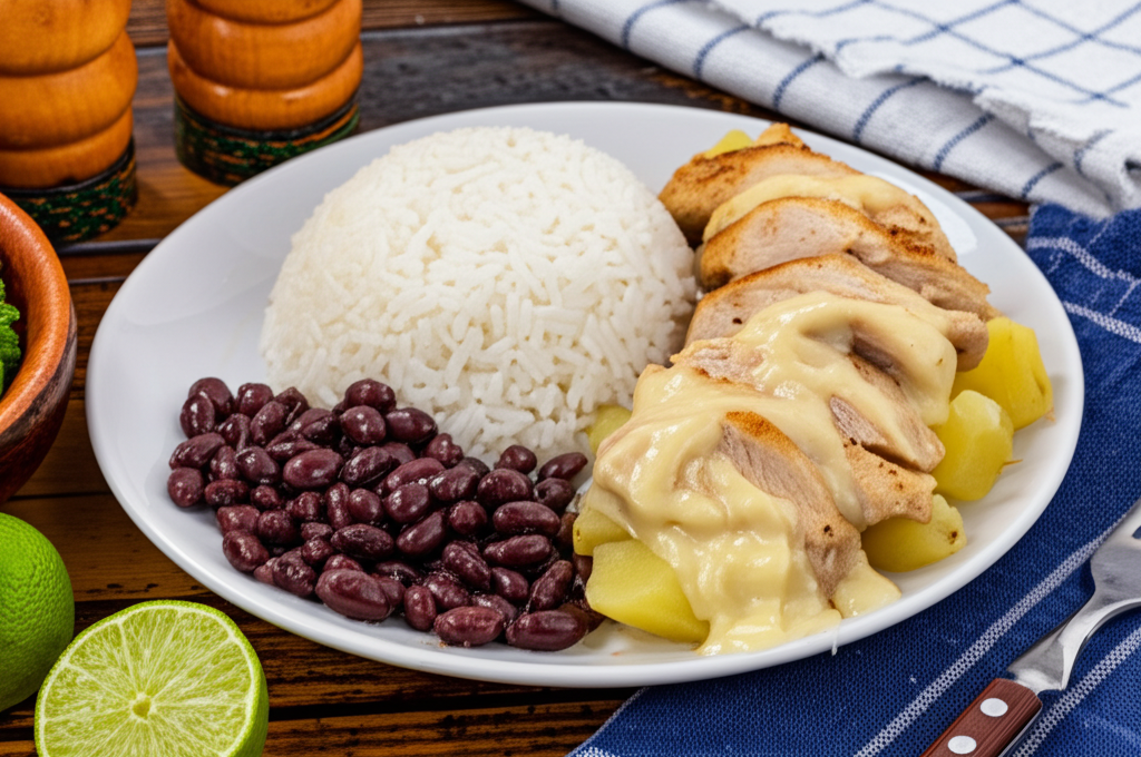 Arroz, Feijão e Frango Cremoso: Um Clássico Delicioso!