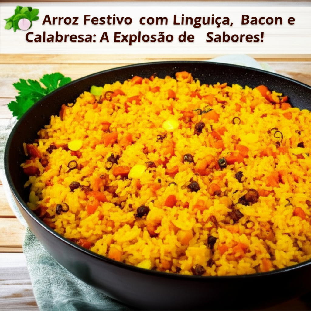 Arroz Festivo com Linguiça, Bacon e Calabresa: A Explosão de Sabores!