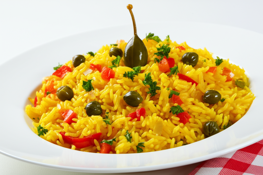Arroz Festivo com Pimentões e Alcaparras: Uma Explosão de Sabores!
