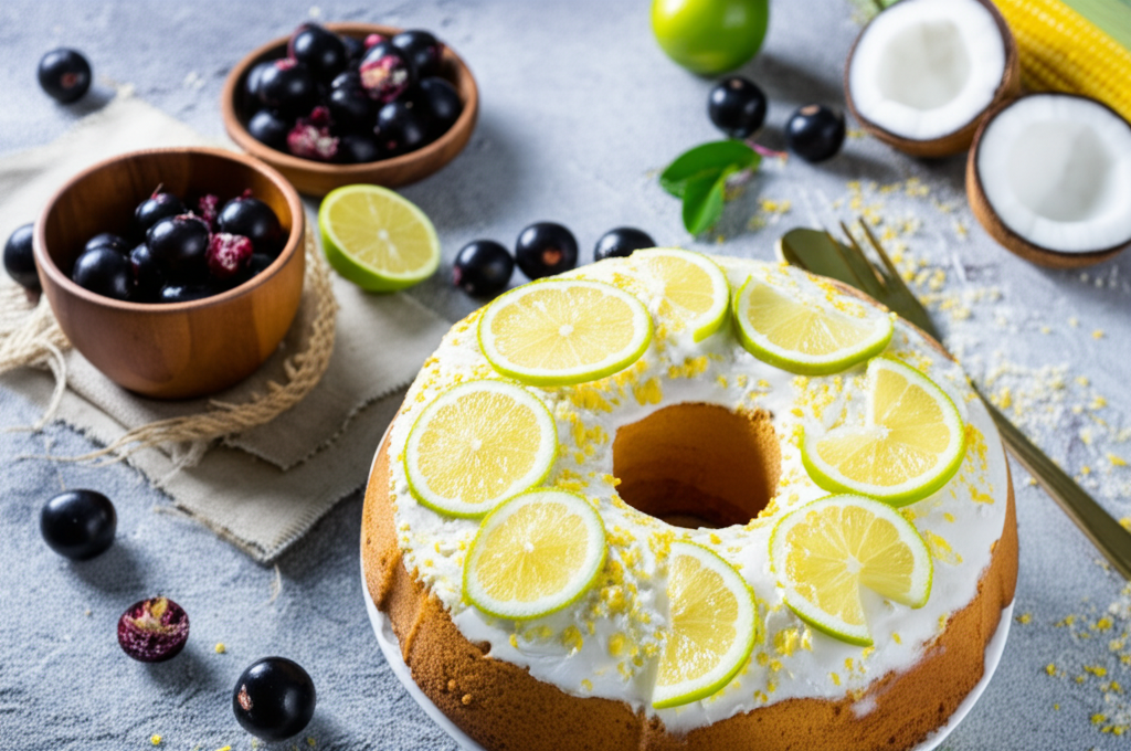 Delícia Tropical: Bolo Cremoso de Jabuticaba com Toque de Milho e Coco!