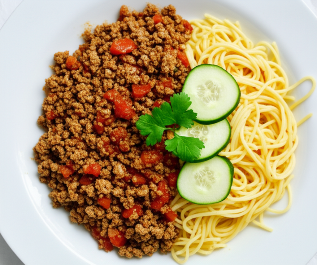 Delícia de Carne Moída com Arroz e Macarrão: Uma Explosão de Sabores!