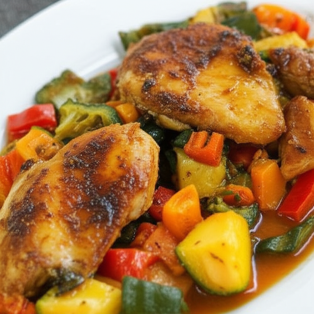 Frango com Explosão de Cores: Uma Aventura Culinária com Abóbora e Pimentão!