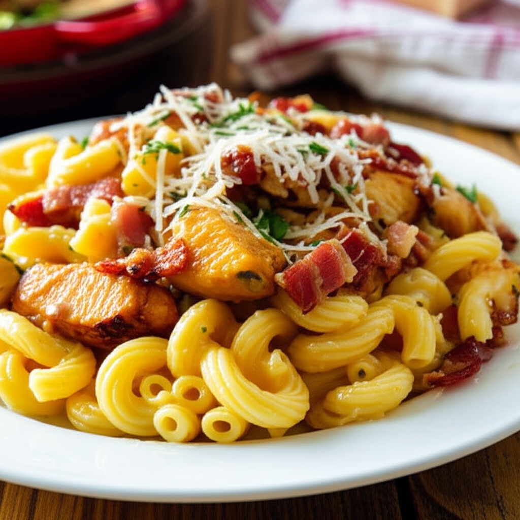 Macarrão Cremoso com Frango e Bacon Super Rápido!
