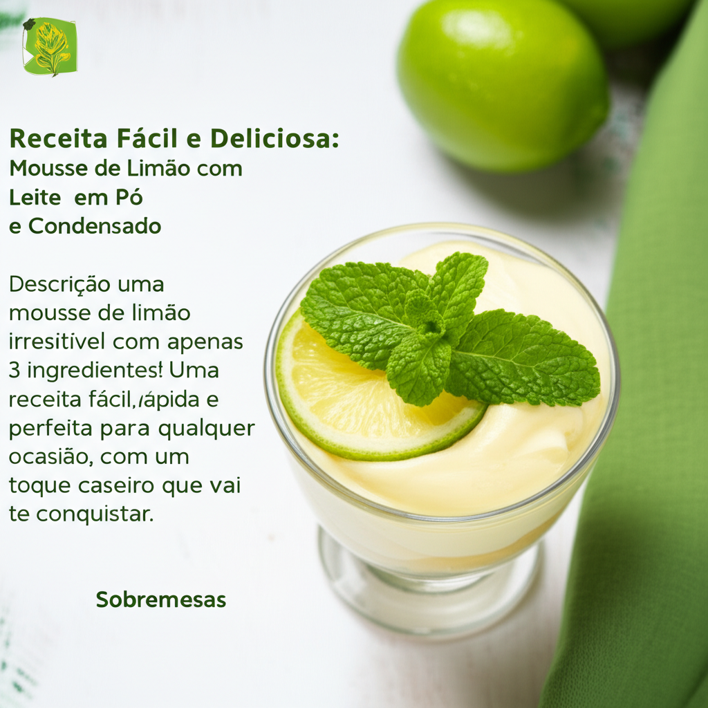 Receita Fácil e Deliciosa: Mousse de Limão com Leite em Pó e Condensado