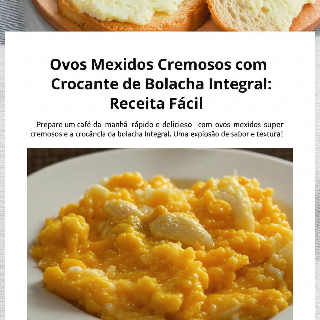 Ovos Mexidos Cremosos com Crocante de Bolacha Integral: Receita Fácil