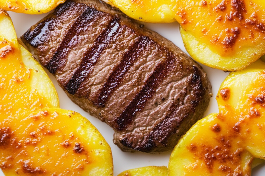 Receita Fácil: Bife com Batata Gratinada e Muçarela Caseiro