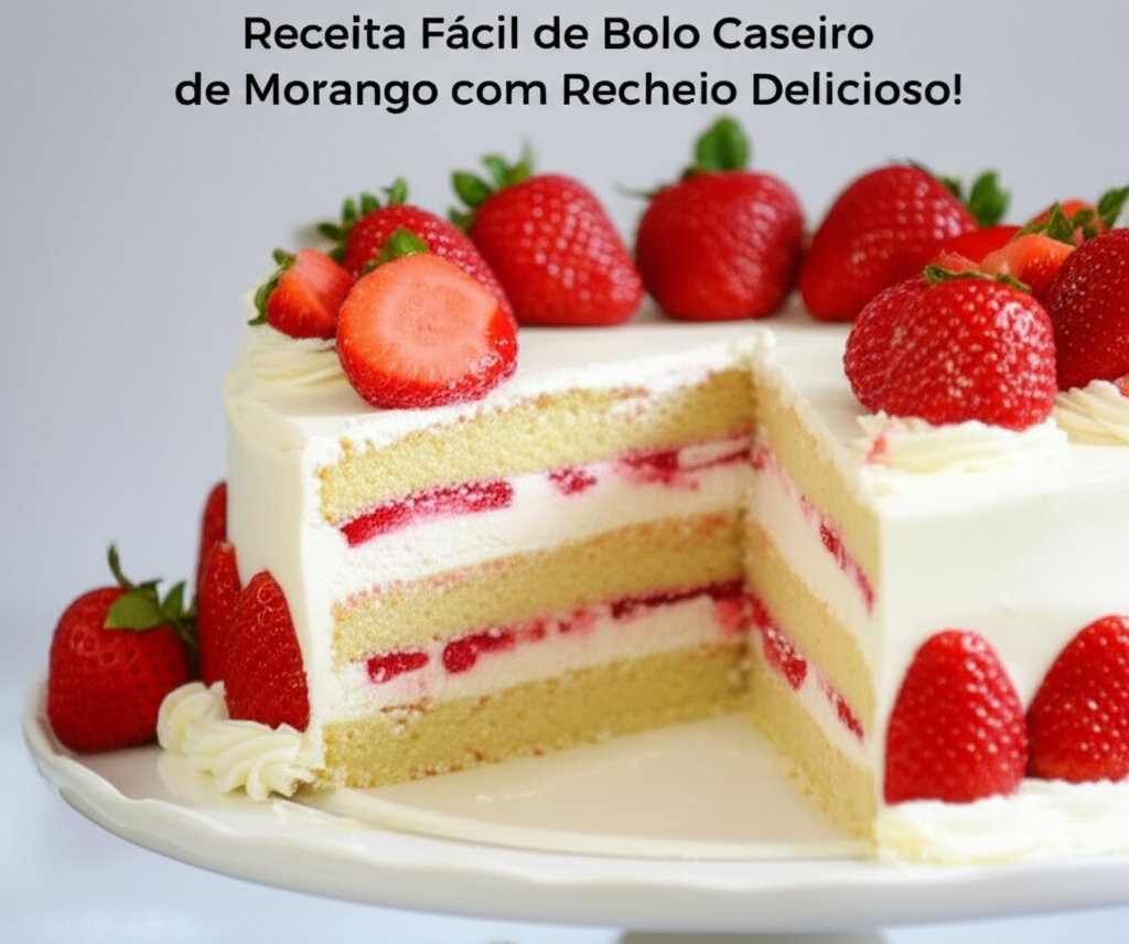 Receita Fácil de Bolo Caseiro de Morango com Recheio Delicioso!
