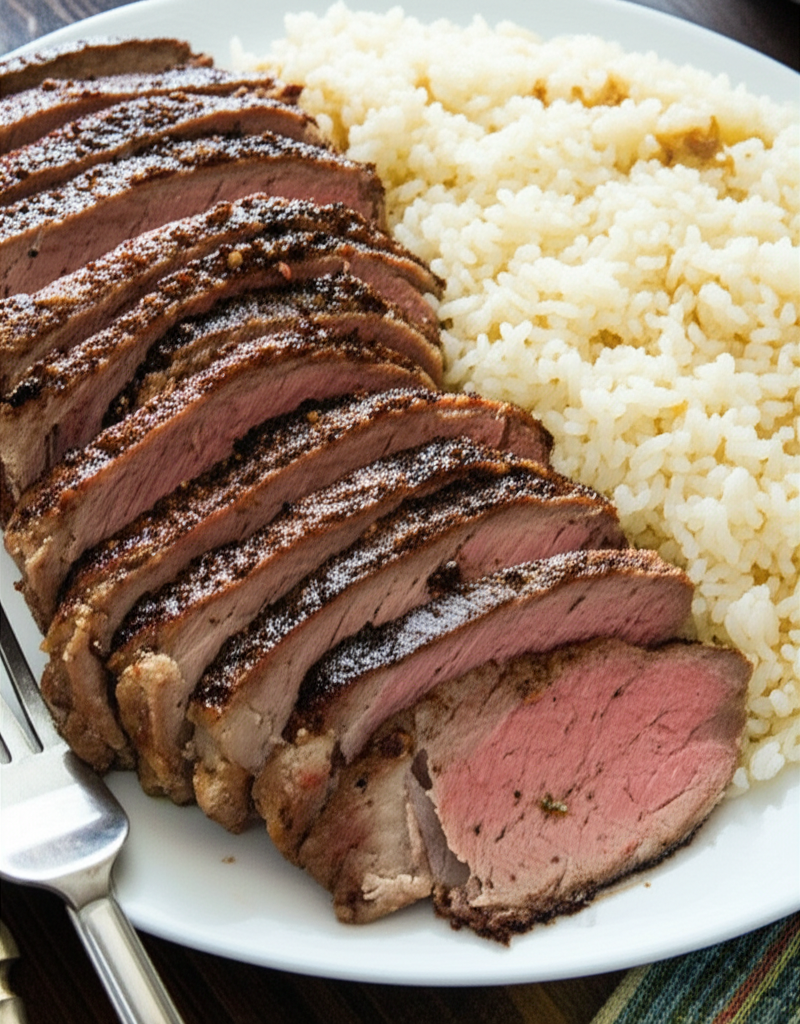 Receita Deliciosa de Carne Assada com Arroz e Vinaigrette Caseiro