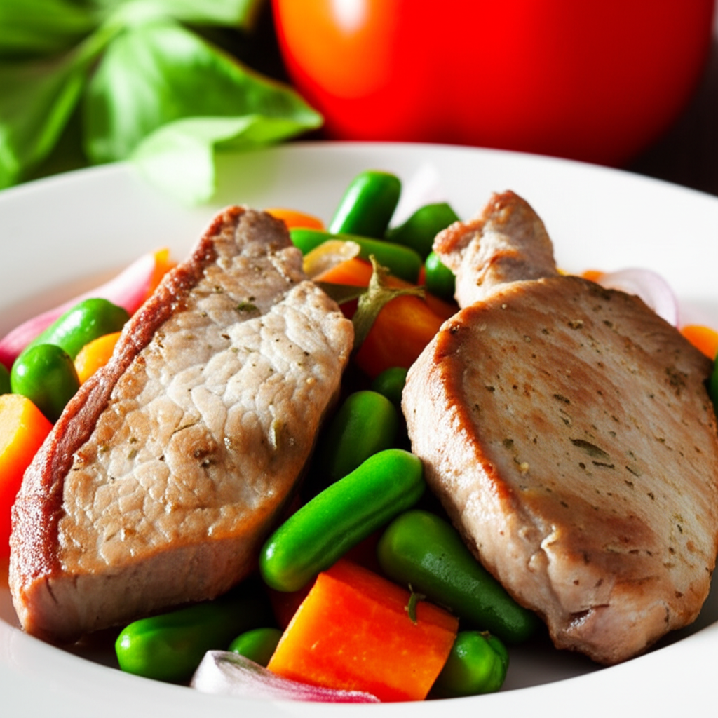 Receita Caseira Deliciosa de Carne de Porco com Legumes Frescos