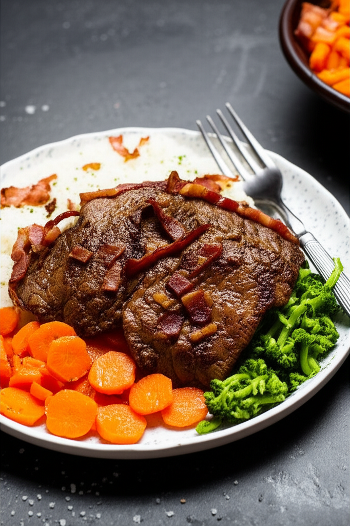 Receita Caseira Deliciosa de Carne com Arroz, Bacon e Legumes