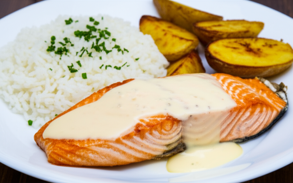 Receita Caseira de Salmão com Arroz e Batatas: Fácil e Delicioso!