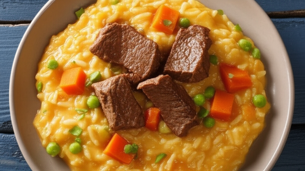 Receita Caseira de Risoto Cremoso com Carne e Abóbora Delicioso