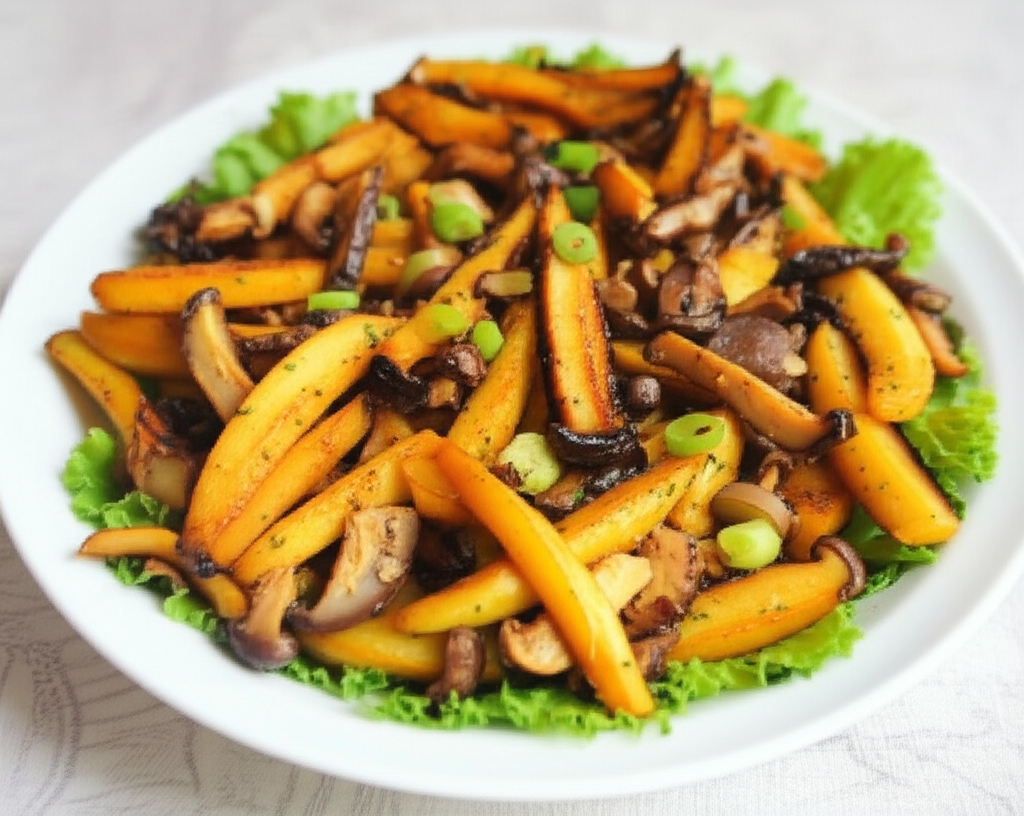 Receita Fácil e Deliciosa: Batata Frita com Shimeji e Legumes Caseiro