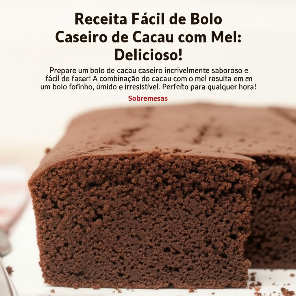 Receita Fácil de Bolo Caseiro de Cacau com Mel: Delicioso!