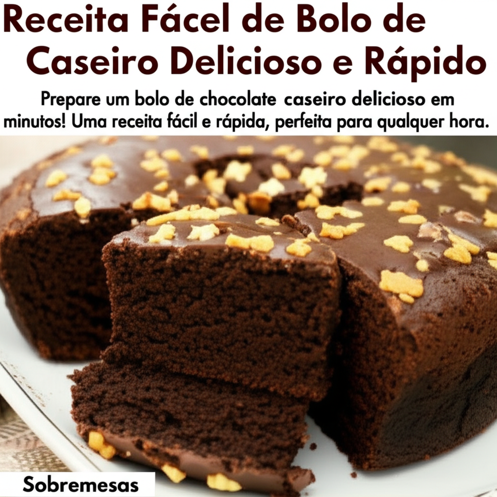 Receita Fácil de Bolo de Chocolate Caseiro Delicioso e Rápido