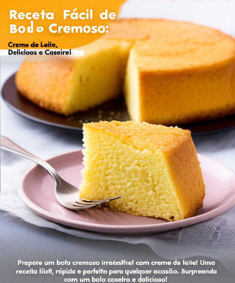 Receita Fácil de Bolo Cremoso: Creme de Leite, Delicioso e Caseiro!