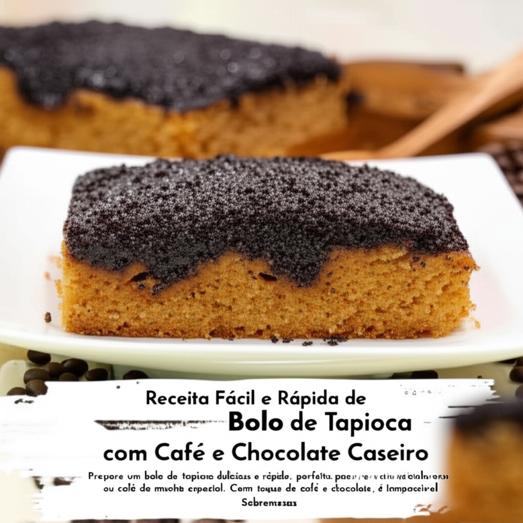Receita Fácil e Rápida de Bolo de Tapioca com Café e Chocolate Caseiro