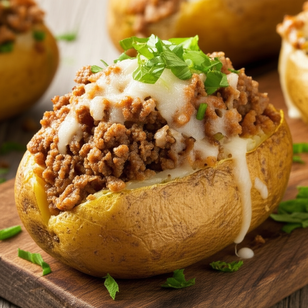 Receita Fácil e Rápida de Batata Recheada com Carne e Queijo Caseiro