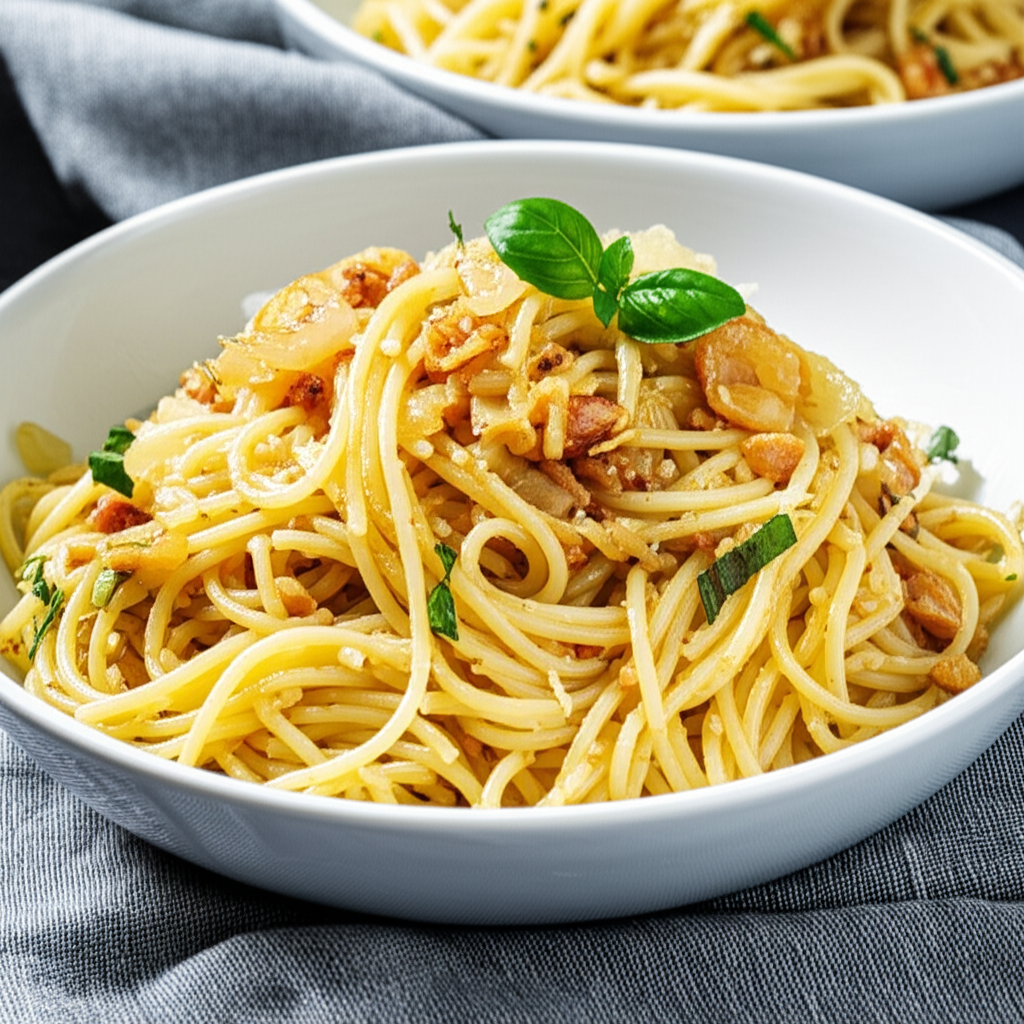 Receita Fácil e Deliciosa de Espaguete com Alho e Cebola Caseiro