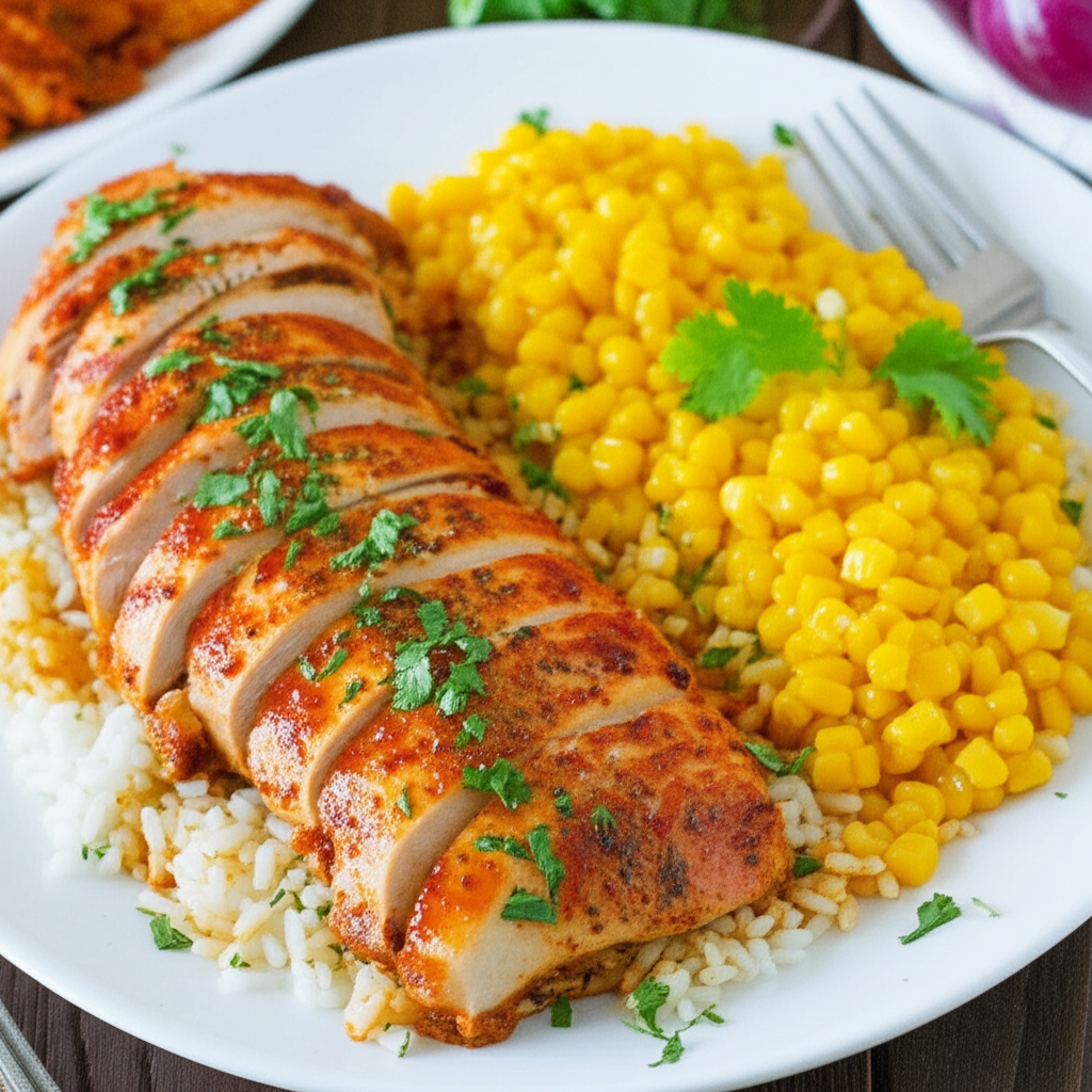 Receita Fácil de Frango Grelhado com Arroz, Milho e Queijo: Delicioso!