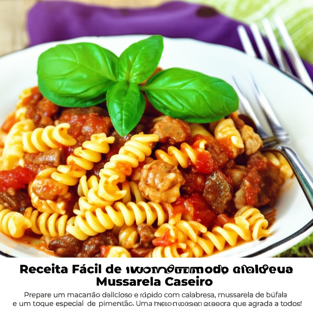 Receita Fácil de Macarrão Cremoso com Calabresa e Mussarela Caseiro