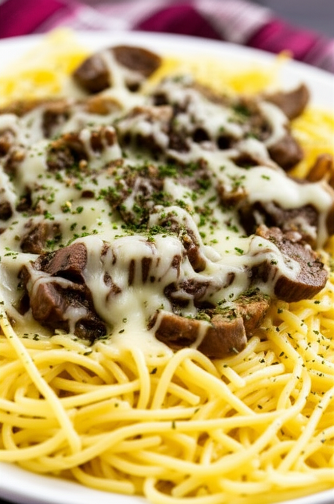 Receita Fácil: Macarrão Cremoso com Bife, Alho e Mussarela!