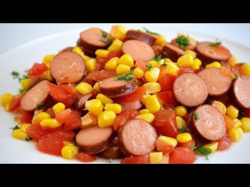 Receita Fácil e Deliciosa de Salsicha com Milho e Tomate Caseiro