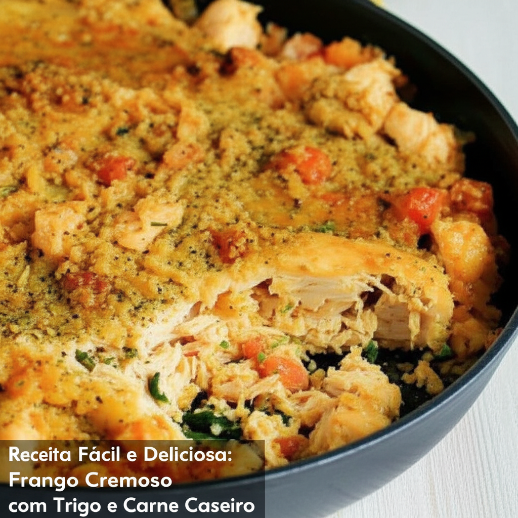 Receita Fácil e Deliciosa: Frango Cremoso com Trigo e Carne Caseiro