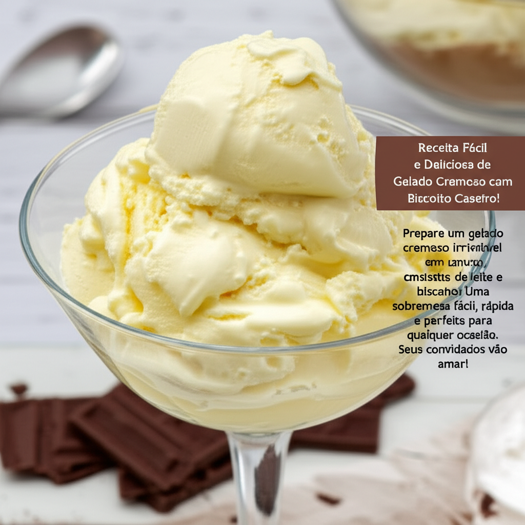 Receita Fácil e Deliciosa de Gelado Cremoso com Biscoito Caseiro!
