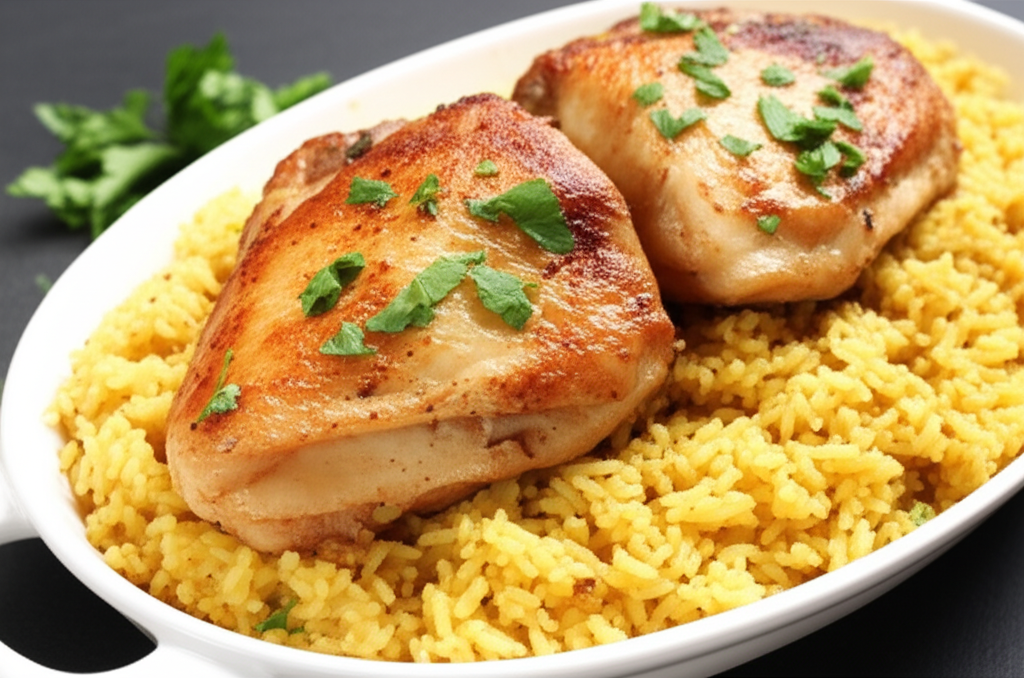 Receita Rápida e Fácil: Frango Assado com Arroz e Queijo Caseiro