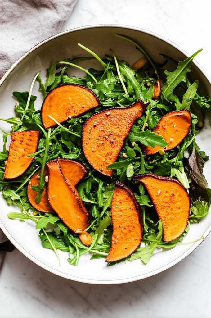 Salada Vibrante de Rúcula e Batata Doce Assada
