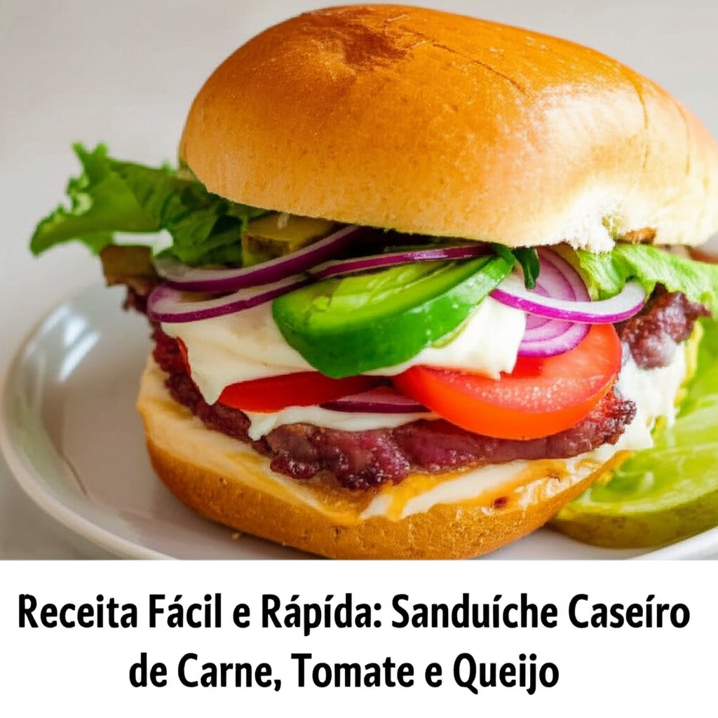 Receita Fácil e Rápida: Sanduíche Caseiro de Carne, Tomate e Queijo
