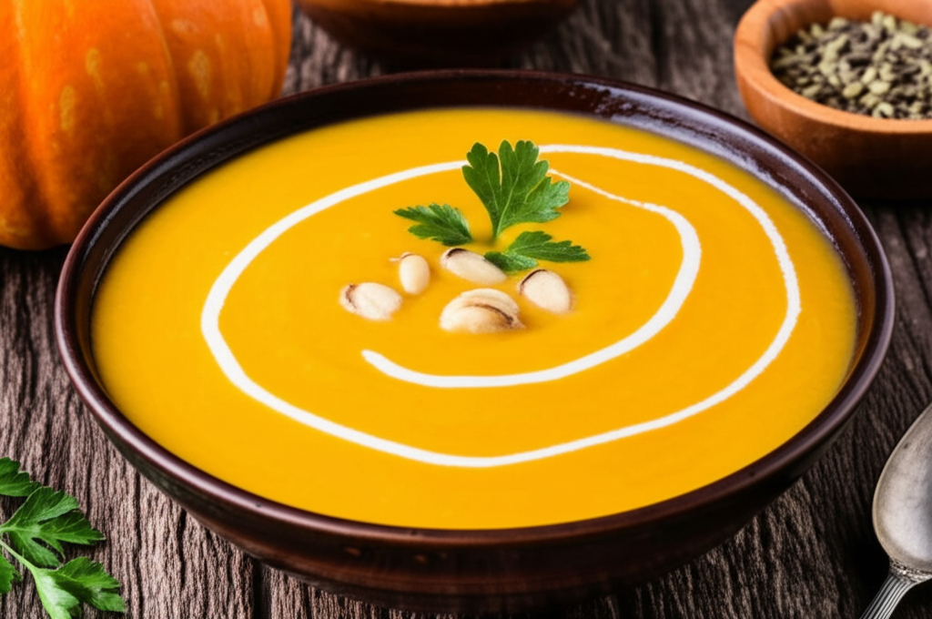 Sopa Cremosa de Abóbora Cabotiá com um Toque de Sabor