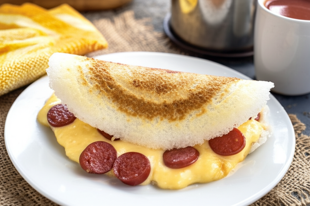 Tapioca Cremosa com Queijo e Calabresa: Explosão de Sabor em Minutos!